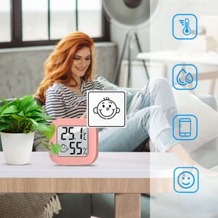 Stacja pogodowa x2 Mini Higrometr pogody Alogy Smiley LCD cyfrowy termometr czujnik temperatury i wilgotności Różowy - Stacje pogodowe - miniaturka - grafika 11