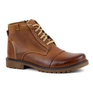 Zimowe Buty Męskie skórzane Trzewiki 137 brązowe - Buty Olivier - Botki męskie - miniaturka - grafika 1