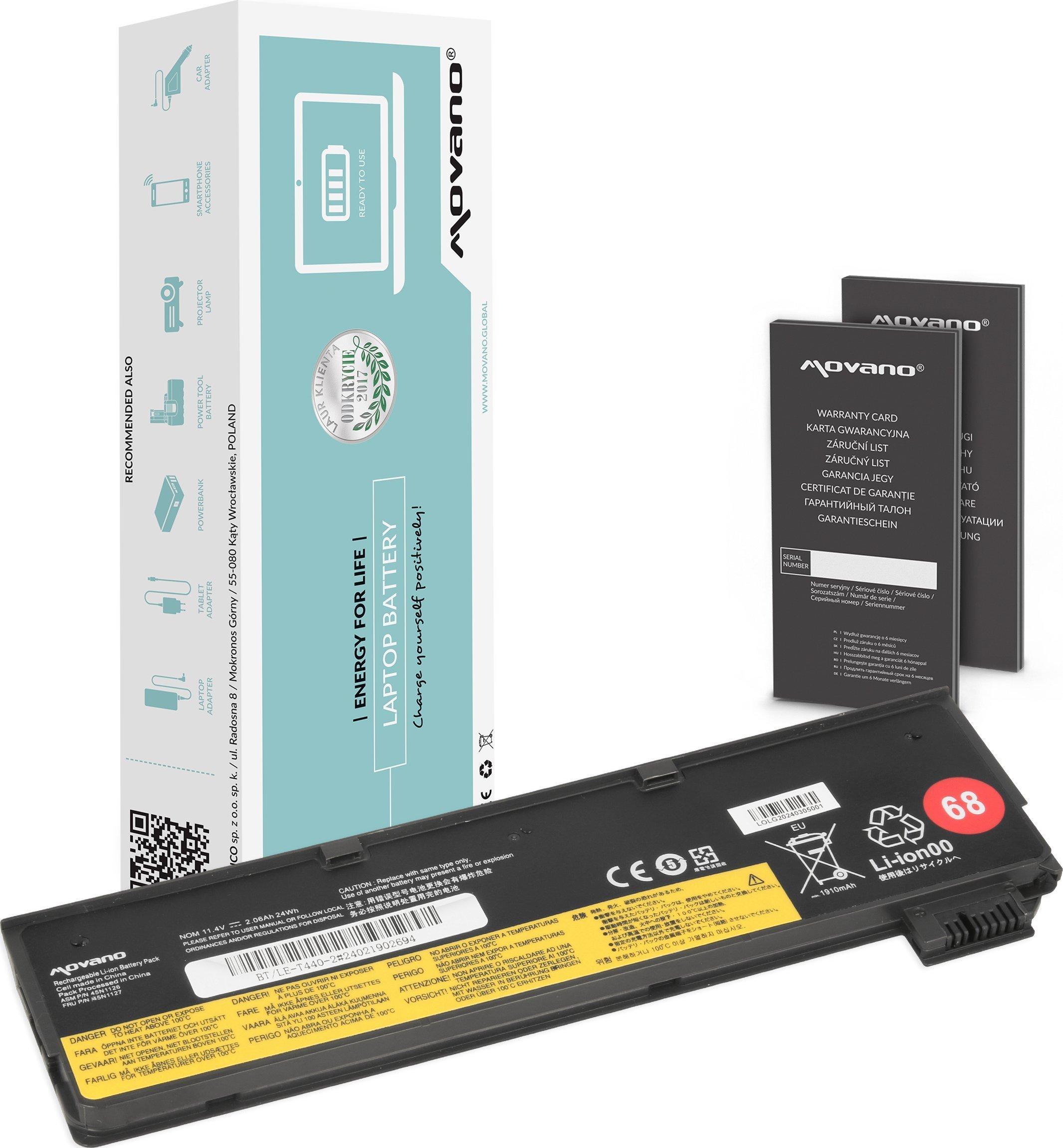 Movano Bateria 45N1126 45N1127 do Lenovo ThinkPad T440 T450s X240 X260 L450 L460 BT/LE-T440-2