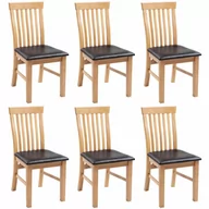 Krzesła - Krzesła stołowe, 6 szt., lite drewno dębowe i sztuczna skóra - miniaturka - grafika 1