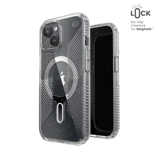 Speck Presidio Lux Grip ClickLock & Magsafe - Etui iPhone 15 (Clear / Chrome Finish / Serene Silver) - Etui i futerały do telefonów - miniaturka - grafika 2