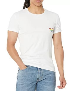 Emporio Armani Męski t-shirt tęcza, biały, XL - Koszulki męskie - miniaturka - grafika 1
