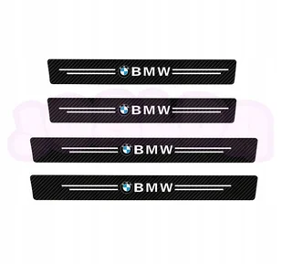 OCHRONNE nakładki NAKLEJKI folia NA PROGI logo BMW carbon 4 szt. - Akcesoria motoryzacyjne - miniaturka - grafika 1