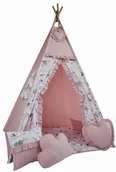 Pościel dla dzieci - Namiot Tipi z falbankami zestaw BRUDNY RÓŻ + BIAŁA PEONIA zawieszka ! (1) - miniaturka - grafika 1