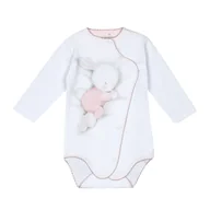 Body dla niemowląt - BSL-52892P Body niemowlęce Pupilek biały z różowym 80 - miniaturka - grafika 1
