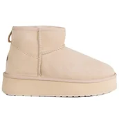 Botki damskie - Buty damskie Emu Australia Stinger Micro Flatform 2.0 W13296MACA - beżowe - miniaturka - grafika 1