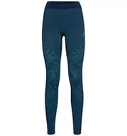 Spodnie damskie - ODLO Damskie spodnie z ciepłą warstwą bazową, Niebieski skrzydło morski melanż, XS - miniaturka - grafika 1