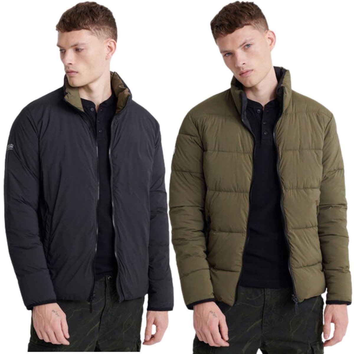Kurtka męska Superdry Printed dwustronna brązowa czarna ocieplana pikowana-XL