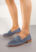 Mokasyny damskie - Niebieskie Mokasyny Vices ze Skórzaną Wkładką i Ozdobną Aplikacją Delainora - miniaturka - grafika 1
