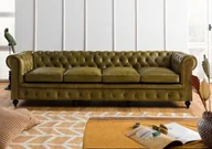 Sofy i kanapy - CHESTERFIELD Sofa #304 Zielona skóra naturalna 274x82x75 cm - miniaturka - grafika 1