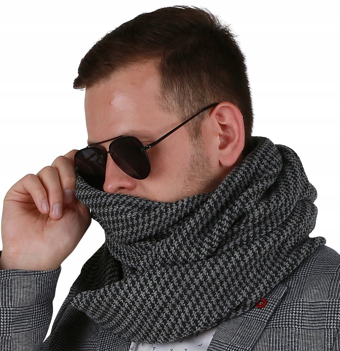 Stylowy męski ciepły komin szal na zimę 1J