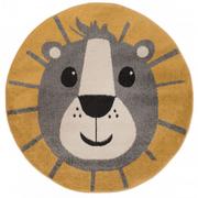 Dywany dla dzieci - Żółty okrągły dywan dziecięcy lew - Animac - miniaturka - grafika 1
