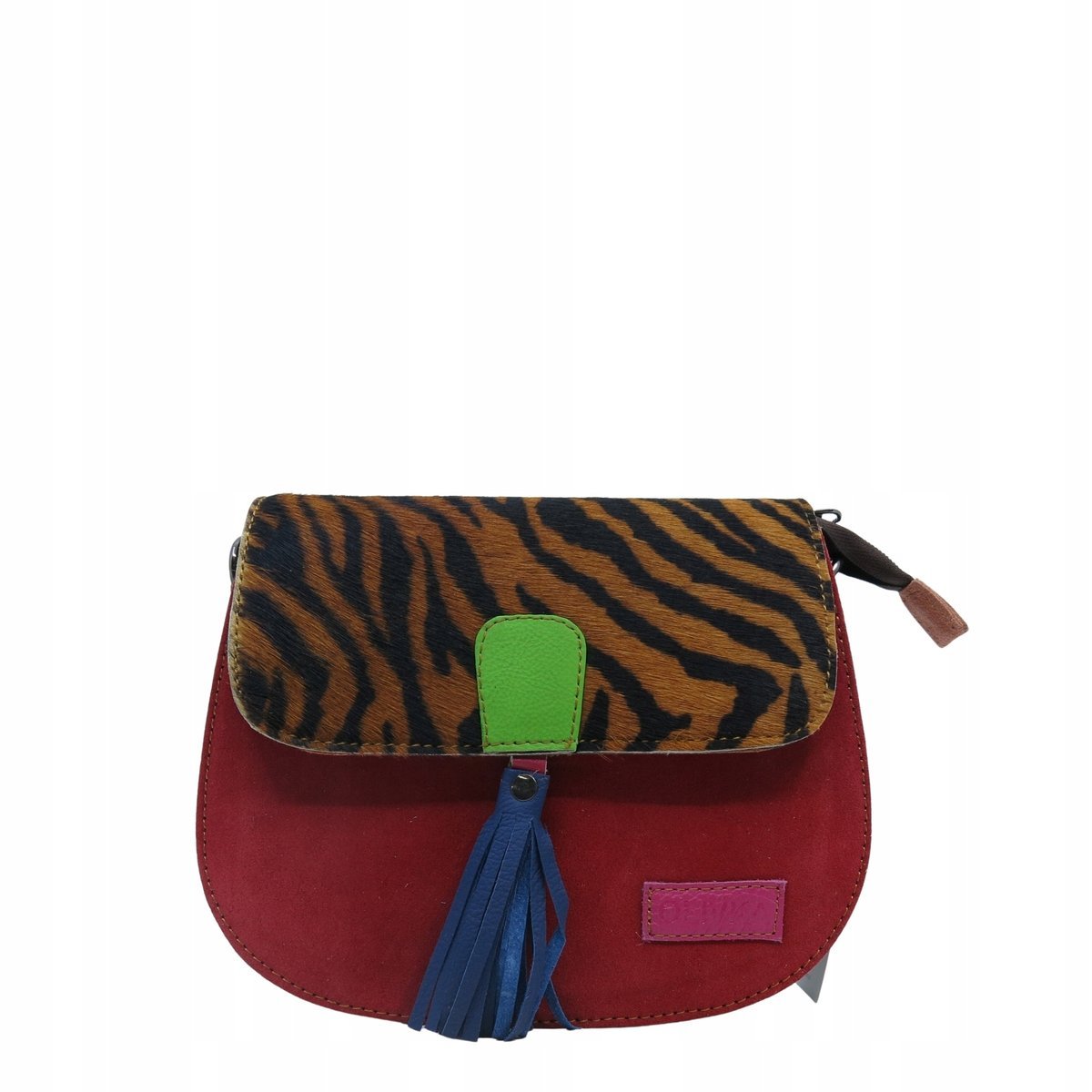 Torebka listonoszka zamszowa damska regulowany pasek kolorowa OLIVKA