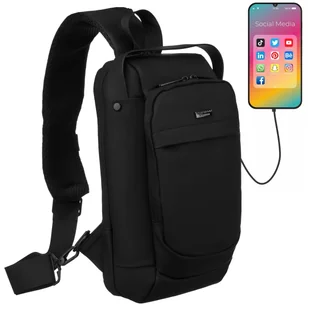Torebka męska na ramię listonoszka męska crossbody saszetka z kieszeniami Peterson, czarny - Torby męskie - miniaturka - grafika 1