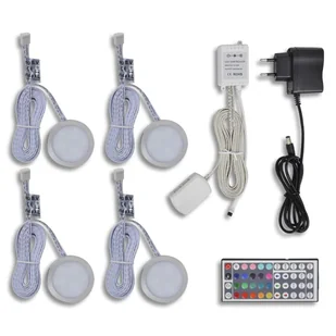 vidaXL Podwietlenie LED, okrge, pod meble i szafki kuchenne (4 czci) - Pozostałe oświetlenie - miniaturka - grafika 1