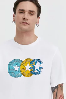 Koszulki męskie - Converse t-shirt bawełniany męski kolor beżowy z nadrukiem - grafika 1