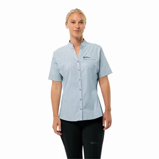 Koszule damskie - Damska koszula Jack Wolfskin NORBO S/S SHIRT W soft blue check - XL - grafika 1