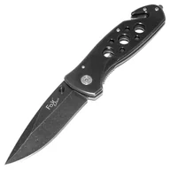 Noże - Nóż składany ratowniczy MFH Fox Outdoor Stonewashed Black - miniaturka - grafika 1