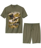 Piżamy męskie - Piżama z szortami z bawełny i nadrukiem orła Mężczyzna Atlas For Men - Kolor : Zielony - Rozmiar : L - miniaturka - grafika 1