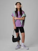 Koszulki dla dziewczynek - 4F T-shirt regular gładki dziewczęcy - fioletowy 164 (13-14 lat) - miniaturka - grafika 1