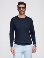 Swetry męskie - Męski sweter z okrągłym dekoltem z elastycznej dzianiny o klasycznym splocie - granatowy V1 OM-SWSW-0183 - Ombre Clothing - miniaturka - grafika 1