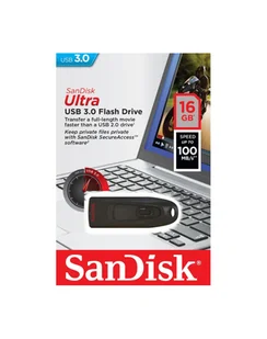 Sandisk Flashdrive Ultra 16GB USB 3.0 Czarny SDCZ48-016G-U46 - Pendrive - miniaturka - grafika 1