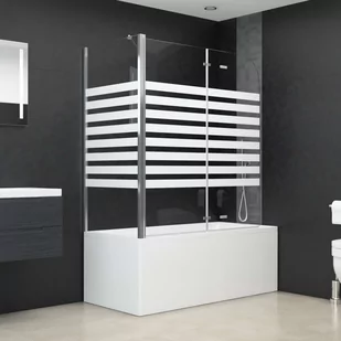 vidaXL Parawan na wannę, 120x68x130 cm, szkło hartowane, w paski - Kabiny prysznicowe - miniaturka - grafika 1