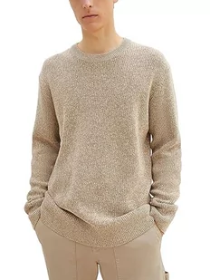 TOM TAILOR Denim sweter męski, 32775 - Ecru Tonal Mouline, XL - Swetry męskie - miniaturka - grafika 1