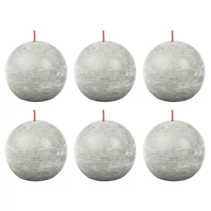Bolsius Rustykalne świece kule Shine, 6 szt., 76x71 mm, szare - Świece - miniaturka - grafika 1