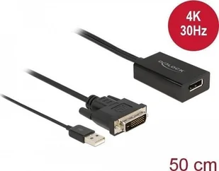 Adapter AV Delock DeLOCK DVI St> DP 1.2 Bu 4K + HDR bk 50cm - 63189 - Złącza, przejściówki, adaptery - miniaturka - grafika 1