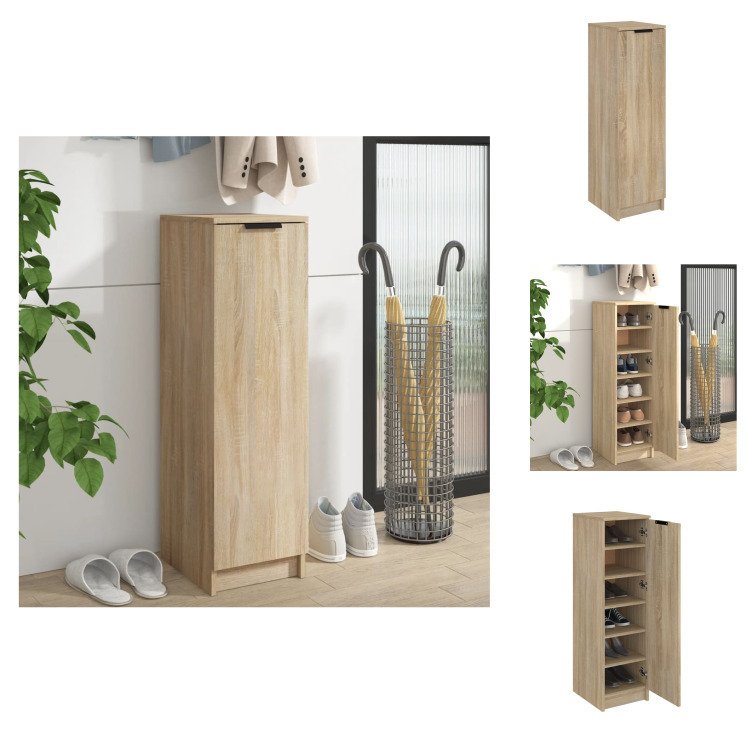 vidaXL Szafka na buty dąb sonoma 30x35x100 cm materiał drewnopochodny - Półki i szafki na buty