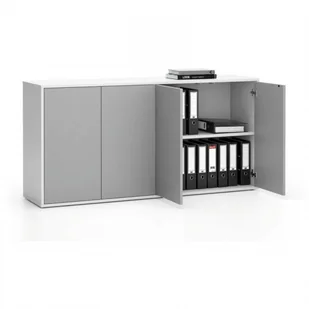 B2B Partner Szafka biurowa z drzwiami LAYERS, długa, 1582 x 400 x 777, biała/szara 611516 - Szafki biurowe - miniaturka - grafika 2