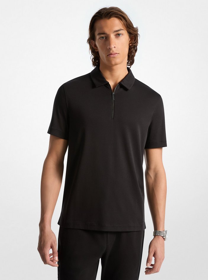polo con mezza zip męskie czarny