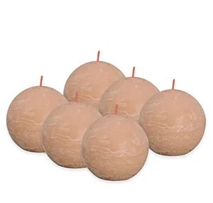Bolsius Rustykalne świece kule Shine, 6 szt., 76x190 mm, mglisty róż Sfeerpunt - Świece - miniaturka - grafika 1