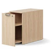 Szafki biurowe - Zamykana szafka boczna QBUS, lewa z uchwytem, 740x400x800 mm, dąb - miniaturka - grafika 1