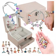 Prace ręczne dla dzieci - Zestaw Do Robienia Bransoletek Biżuteri Charms Szkatułka Pozytywka Koraliki - miniaturka - grafika 1