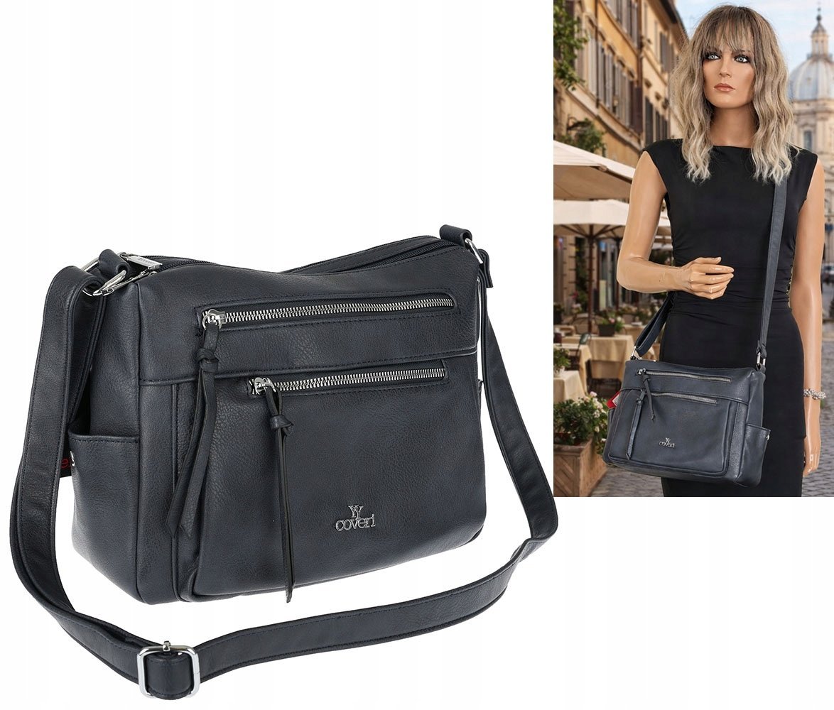 Torebka Damska Listonoszka Modna Pojemna Torba na Ramię L791A granatowa