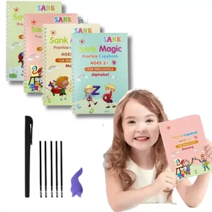 Magiczne Książeczki Nauka Pisania Liczenia Kaligrafia Znikający Tusz 4 Szt. - Mały naukowiec - miniaturka - grafika 1