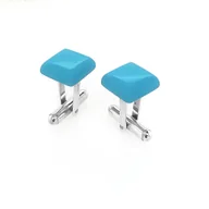 Spinki do mankietów i krawatów - Spinki do mankietów Turkus niebieski (S016) Srebro [925] - miniaturka - grafika 1