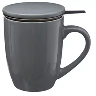 Zaparzacze i kawiarki - Secret de Gourmet Kubek z pokrywką i zaparzaczem 320 ml kolor szary 154002A - miniaturka - grafika 1