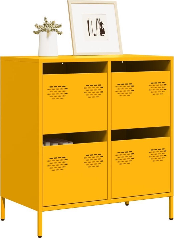 vidaXL vidaXL Szafka, musztardowa, 68x39x73,5 cm, stal walcowana na zimno