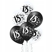 Balony i akcesoria - Balony Z Nadrukiem 18 Urodziny Białe Czarne Duże - miniaturka - grafika 1