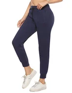 Spodnie sportowe damskie - iClosam Spodnie Dresowe Damskie Casual Paski Bawełniane Jogger Jogger Spodnie Spodnie Spodnie Z Kieszeniami Wiosna Lato, Granatowo-1, XL - miniaturka - grafika 1