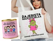 Torby i wózki na zakupy - Prezent dla nauczycielki na Dzień Nauczycielka torba zapakowana w puszkę - ZESTAW PREZENTOWY ŻAJEBISTA NAUCZYCIELKA - miniaturka - grafika 1