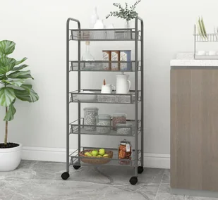 The Living Store Wózek kuchenny 5 półek szary 46x26x105 cm żelazo - Wózki kuchenne - miniaturka - grafika 1