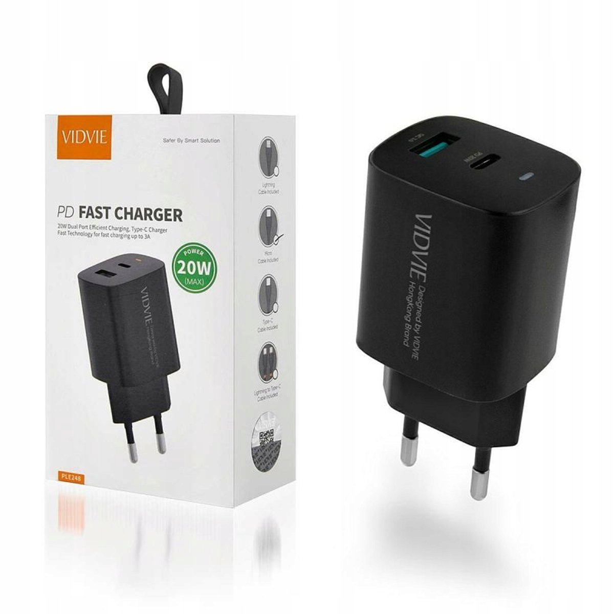 Vidvie Kostka Szybka Ładowarka 1Xusb 3A 18W Qc 3.0