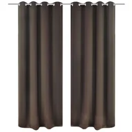 Zasłony - vidaXL Zasłony zaciemniające z kółkami, 2 szt., 135x175 cm, brązowe - miniaturka - grafika 1