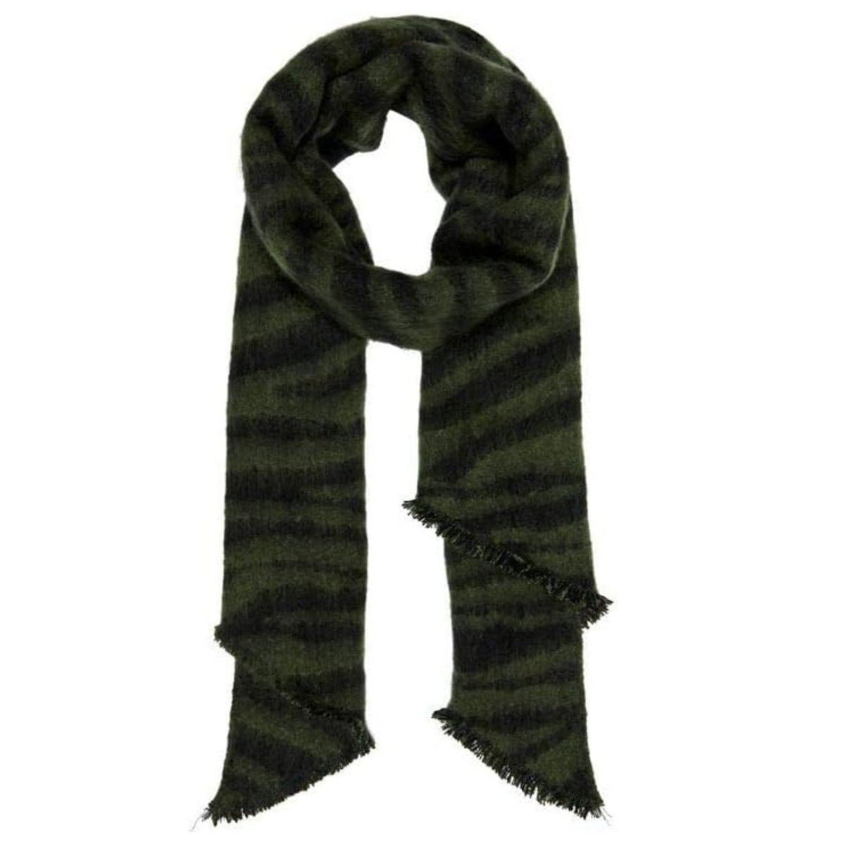 Szalik damski Only Nina czarno-zielony zimowy