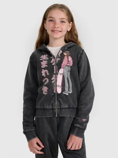 4F Bluza dresowa rozpinana z kapturem dziewczęca - szara 122 (6-7 lat) - Bluzy damskie - miniaturka - grafika 1