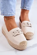 Espadryle damskie - Espadryle Klasyczne Pleciona Platforma Beżowe Julianne - Zazoo - miniaturka - grafika 1